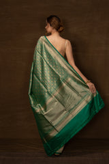 Banarasi Meenakari Jaal Green Silk Saree