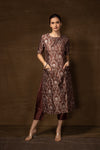 Banarasi Jaal Brown Kurta with Silver zari Weaving and Raw Silk Pant