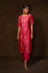 Banarasi Jaal Rani Kurta with Raw Silk Pant