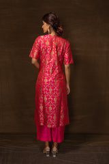 Banarasi Jaal Rani Kurta with Raw Silk Pant