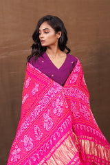 Purple Banarasi Angrakha with Bootis