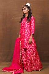 Rani Pink Banarasi Silk Sharara Set