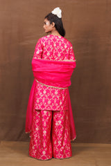 Rani Pink Banarasi Silk Sharara Set