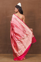 Pink Banarasi Saree with Jaal Weaving & Meenakari