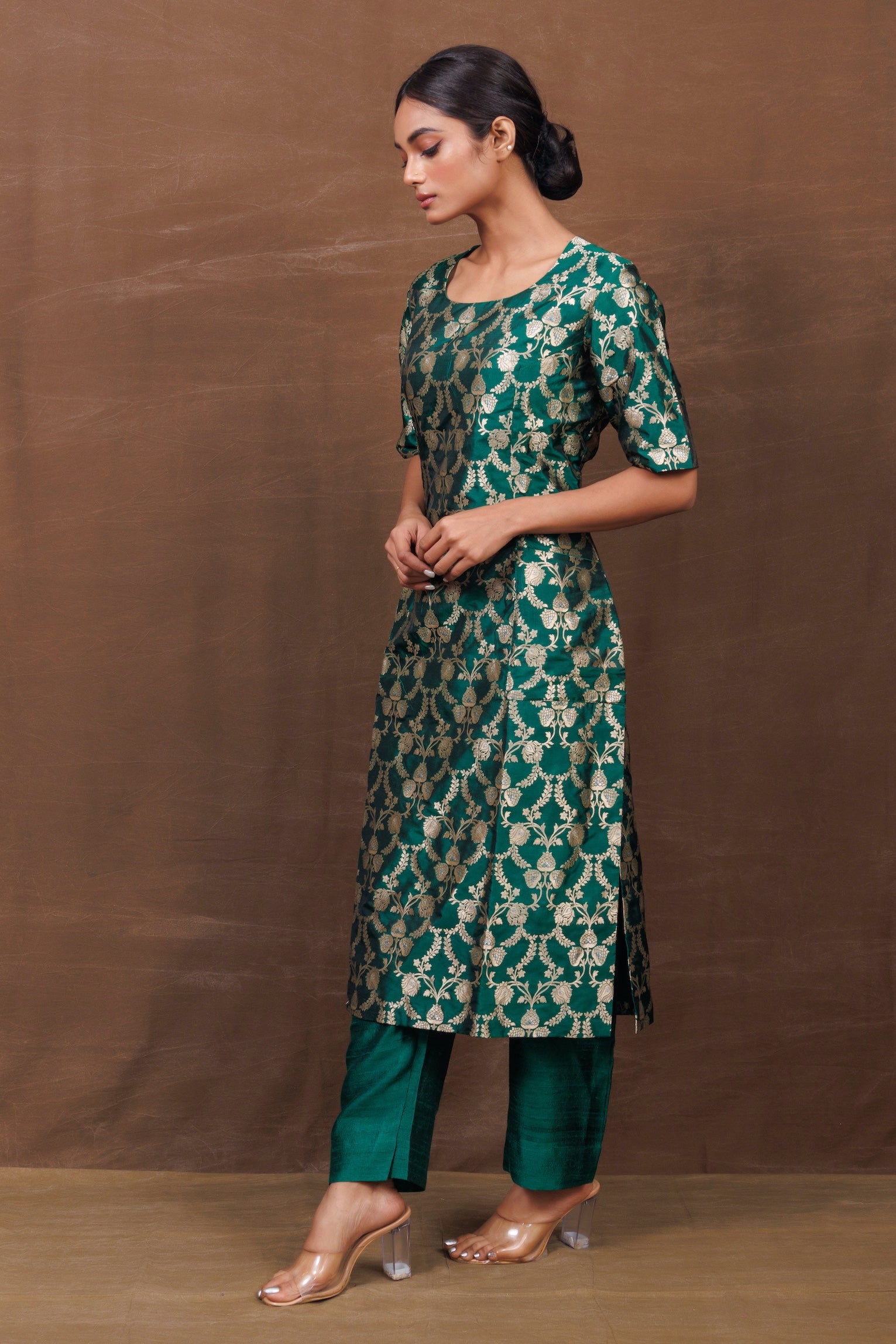 Banarasi Silk Zari Woven Kurta with Raw Silk Pant