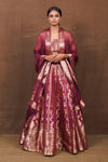 Burgundy Banarasi Silk Lehenga Set