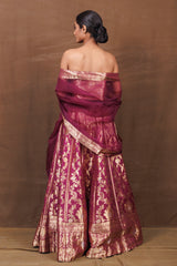 Burgundy Banarasi Silk Lehenga Set
