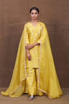 Yellow Banarasi Silk Kurta Sharara Set