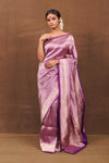 Purple Banarasi Saree with Jaal Weaving & Meenakari