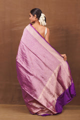 Purple Banarasi Saree with Jaal Weaving & Meenakari