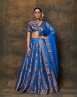 Blue Banarasi Lehenga Set