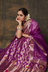 Purple Banarsi Lehenga Set