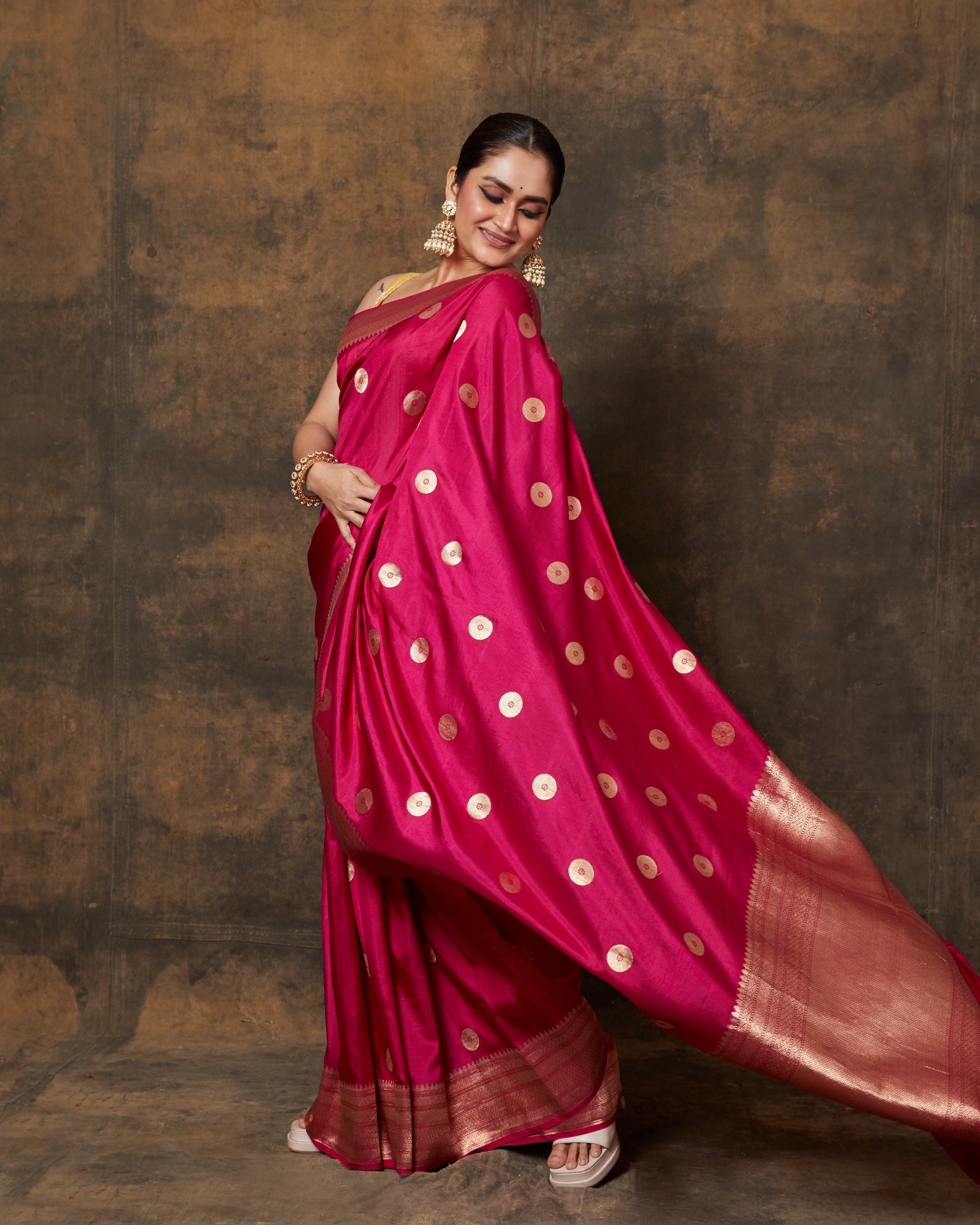 Pink Coin Saree
