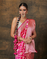 Pink Jaal Banarasi Silk Saree