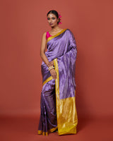 Purple & Ochre Banarasi Silk Saree