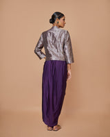 Zari Woven Silk Drape Skirt with Geometric Short Jacket