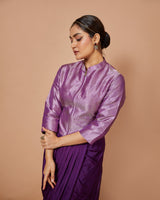 Purple Satin Drape Skirt with Silk Chevron Zari Jacket
