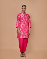 Banarasi Mughal Jaal Kurta with Satin Dhoti