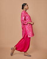Banarasi Mughal Jaal Kurta with Satin Dhoti