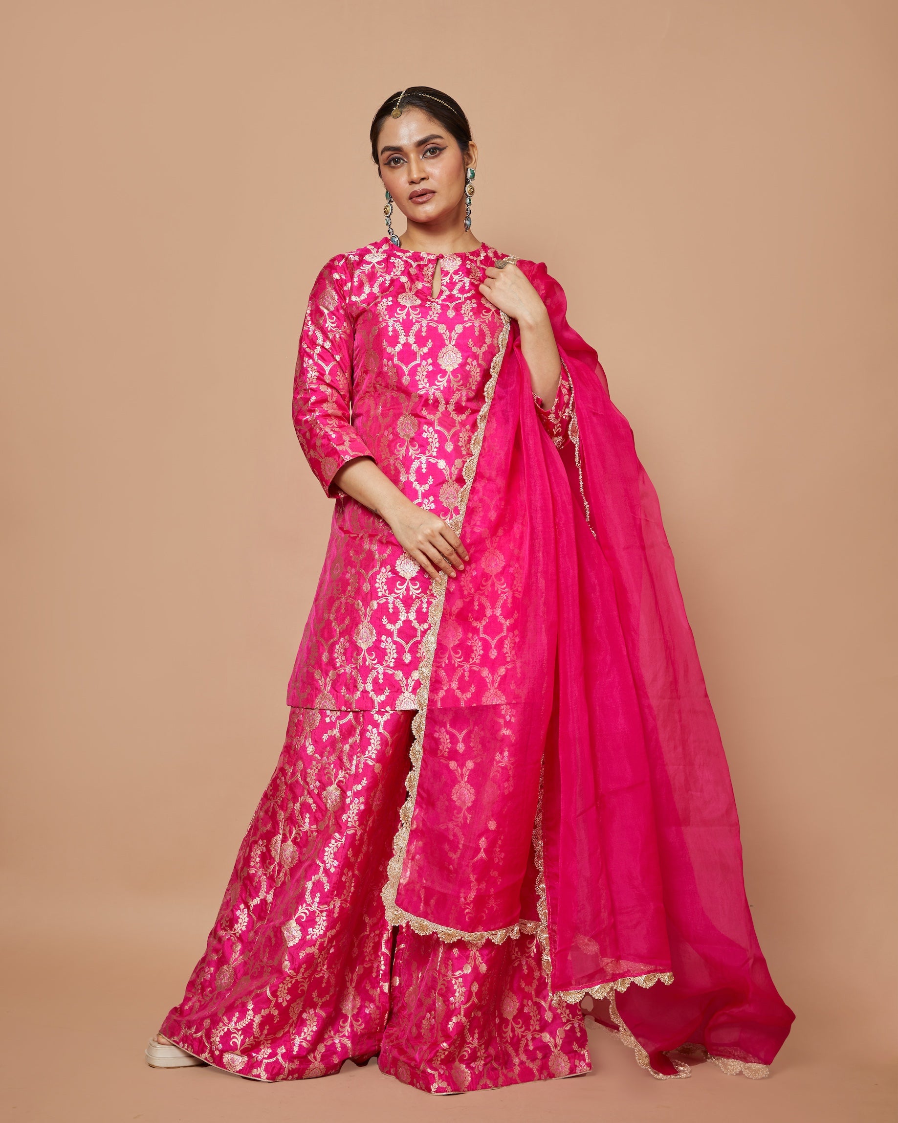 Banarasi Kurta with Sharara & Organza Dupatta