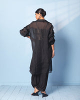 Brocade Corset Top with Satin Drape Skirt and Organza Jacket