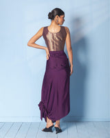 Brocade Corset Top with Satin Drape Skirt and Organza Jacket