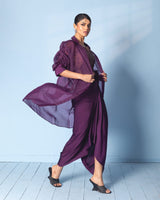 Brocade Corset Top with Satin Drape Skirt and Organza Jacket