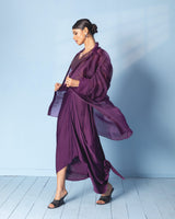 Brocade Corset Top with Satin Drape Skirt and Organza Jacket