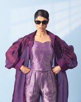 Purple Corset with Trouser and Sheer Organza Jacket