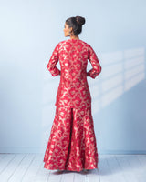 Red Banarasi Sharara Set with Organza Dupatta