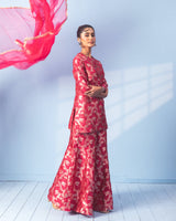 Red Banarasi Sharara Set with Organza Dupatta