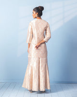 Ivory Banarasi Sharara Set with Red Meenakari and Organza Dupatta