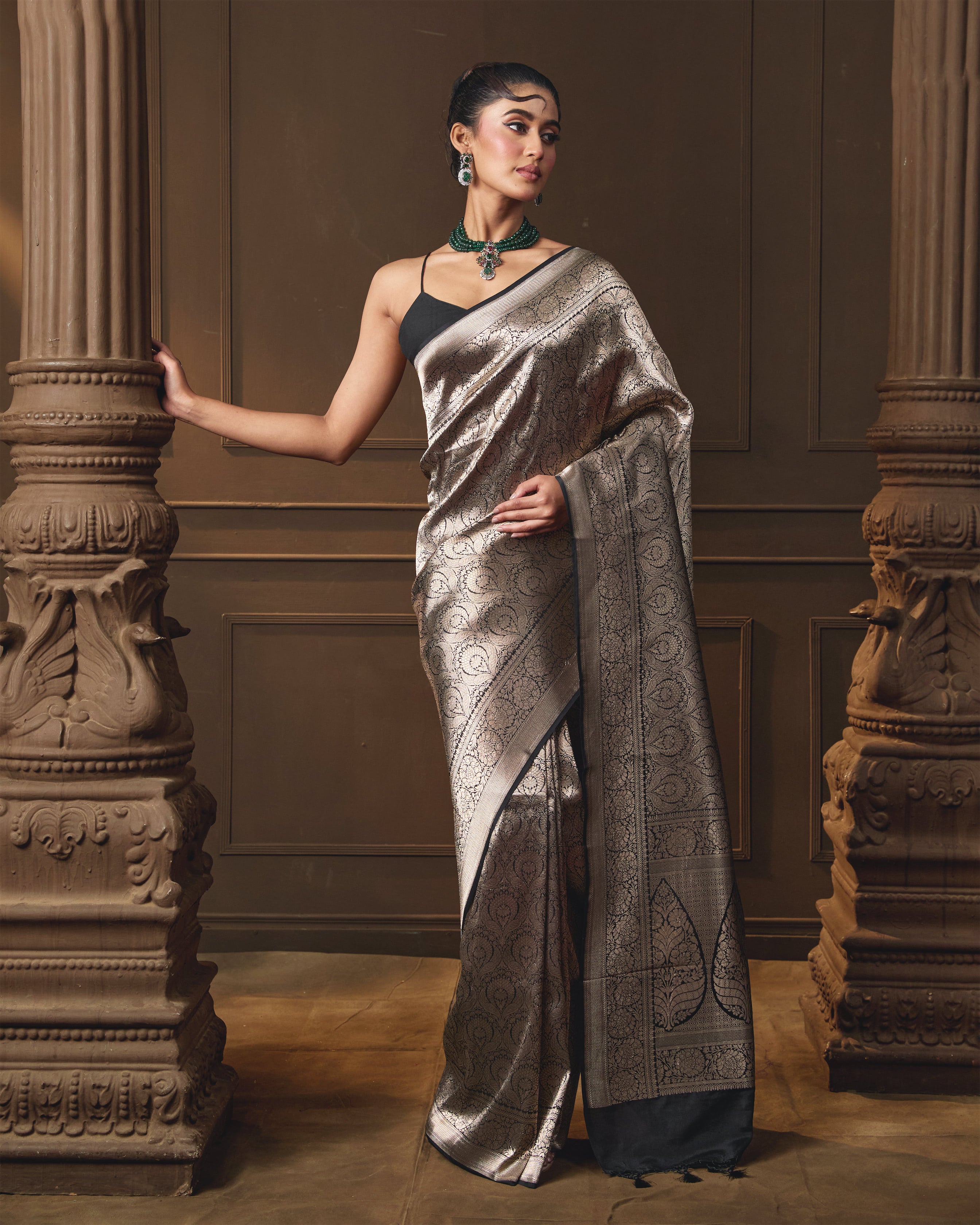 Black Jaal Brocade Saree