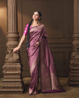 Purple Brocade Silk Meenakari Saree