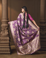 Purple Banarasi Kadua Saree with Meena & Running Blouse