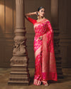 Pink Banarasi Silk Saree with Intricate Jaal& Multi Meena Weave