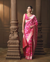 Pink Banarasi Silk Saree with Intricate Jaal Weave