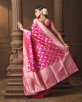 Pink Banarasi Silk Saree with Intricate Jaal Weave