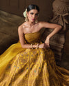 Yellow Lehenga with Meenakari, Organza Dupatta & Jaal Blouse Piece
