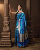 Blue Tanchoi and Zari Banarasi Silk Saree with Running Blouse
