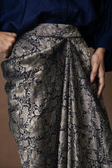 Brocade Draped Skirt with Silk Shirt
