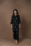 Black Gold Silver Boota Kurta Set