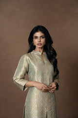Powder Blue Brocade Kurta and Brocade Pant Set