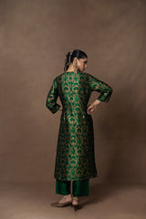 Green Banarsi Jaal Silk Kurta Set