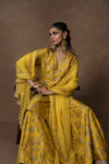 Yellow Silk Kurta Garara Set with Organza Duppata