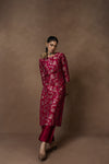 Pink Meenakari Kurta with Raw Silk Pant Set