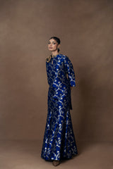 Royal Blue Summer Silk Kurta Garara Set