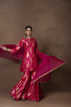 Pink Floral Silk Kurta Garara Set