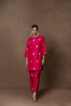 Pink Silk Boota Kurta Set