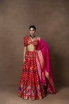 Rangkaat Lehenga with Pink Silk Duppatta and Blouse Piece